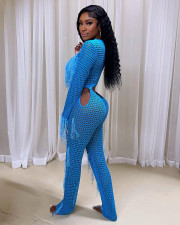 Tassel Knit Hollow Out Split Jumpsuit ZSD-0310