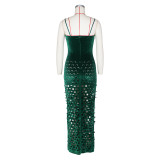 Gold Velvet Hollow Out Light Bodycon Dress ZSD-0661