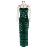 Gold Velvet Hollow Out Light Bodycon Dress ZSD-0661
