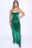 Gold Velvet Hollow Out Light Bodycon Dress ZSD-0661