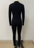 Black Ribbed Heart Hot Drill Two Piece Pants Set LSD-1950