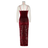 Gold Velvet Hollow Out Light Bodycon Dress ZSD-0661