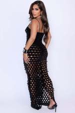 Gold Velvet Hollow Out Light Bodycon Dress ZSD-0661