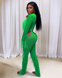 Tassel Knit Hollow Out Split Jumpsuit ZSD-0310