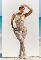 Hollow Out Halter Bareback Beach Long Skirt 3 Piece Set ZSD-0664