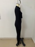 Black Ribbed Heart Hot Drill Two Piece Pants Set LSD-1950