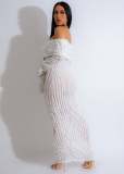 One Shoulder Long Sleeve Wave Pattern Maxi Dress ZSD-0654