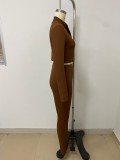 Solid Color Rib Sport Two Piece Pants Set LSD-1784