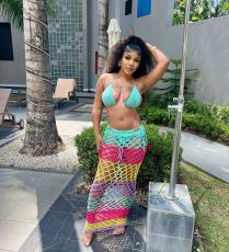 Knits Color Block Bandage Beach Bikini 3 Piece Set CM-8713