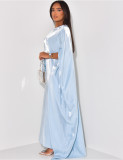 Satin Casual Bat Sleeve Big Swing Maxi Dress ANDF-2421