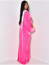 Satin Casual Bat Sleeve Big Swing Maxi Dress ANDF-2421