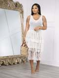 Knit Hand Crochet Beach Tassel Mesh Dress CM-8721