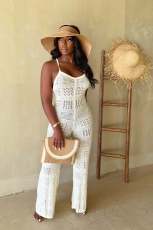 Knit Sexy Sling Hollow Out Jumpsuit JPF-1096