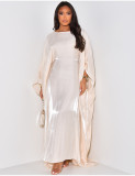 Satin Casual Bat Sleeve Big Swing Maxi Dress ANDF-2421