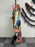 Printed Ruffle Tie Up Patchwork 2 Piece Skirts Set NY-10760