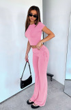 Short Sleeve Pullover And Drawstring Pants Set YD-8809