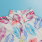 Leaf Print Short Sleeve Shirt Long Pants Set NY-10743