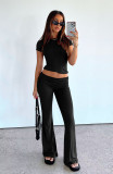 Short Sleeve Pullover And Drawstring Pants Set YD-8809