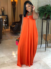 Solid Color Sleeveless Halter Maxi Dress AIL-273