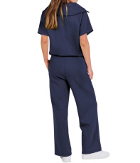 Short Sleeve Zipper Loose Pants Two Piece Set LM-8378