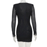 Long Sleeve Tie Up Mini Dress FL-YY24071