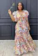 Printed Ruffle Tie Up Patchwork 2 Piece Skirts Set NY-10760