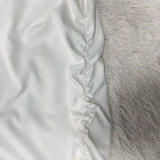 Round Neck Waist-slim Solid Color Long Dress YF-10725