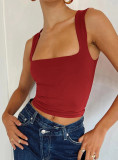 Casual Solid Color Skinny Bottom Shirt Top MZ-001