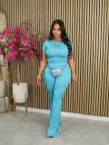 Casual Short Sleeve Solid Sport Two Piece Pants Set AIL-272