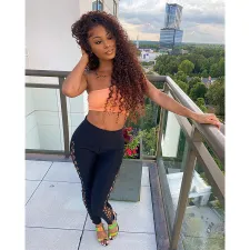 Solid Color Bandage Hollow Out Pants YNB-7197