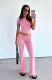 Short Sleeve Pullover And Drawstring Pants Set YD-8809