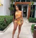Printed Hollow Out Backless Halter Mini Dress NY-3171