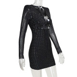Long Sleeve Tie Up Mini Dress FL-YY24071