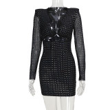 Long Sleeve Tie Up Mini Dress FL-YY24071