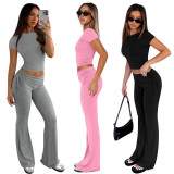 Short Sleeve Pullover And Drawstring Pants Set YD-8809