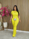 Casual Short Sleeve Solid Sport Two Piece Pants Set AIL-272