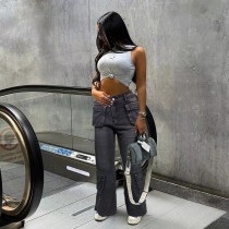 Fashion Washed Denim Wide Leg Jeans WAF-77655