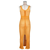 Lace-up Mesh Knit Beach Maxi Dress ZSD-0311