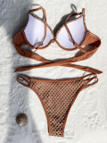 Sexy Solid Color Backless Bikini Swimsuit Two Piece Set CASF-6617