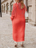 Solid Long Hollow Out Sweater Cardigan Coat FSXF-570