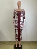 Long Sleeve Print U Neck Long Dress QODY-6017