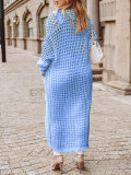 Solid Long Hollow Out Sweater Cardigan Coat FSXF-570