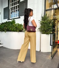High Waist Solid Color Straight Pant QODY-6012