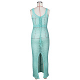 Lace-up Mesh Knit Beach Maxi Dress ZSD-0311
