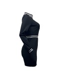 Letter Embroidered Zipper Patchwork Mini Dress GDNY-PD014
