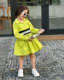 Kids Girls Letter Elastic Splicing Shirt Dress GYAY-8094