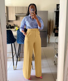 High Waist Solid Color Straight Pant QODY-6012