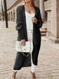 Solid Long Hollow Out Sweater Cardigan Coat FSXF-570