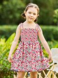 Kids Girls Fish Scale Print Tie Up Sling Midi Dress GYMF-092