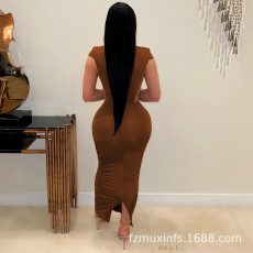 Sexy Mesh See Through Pleated Maxi Dress MXDF-6141